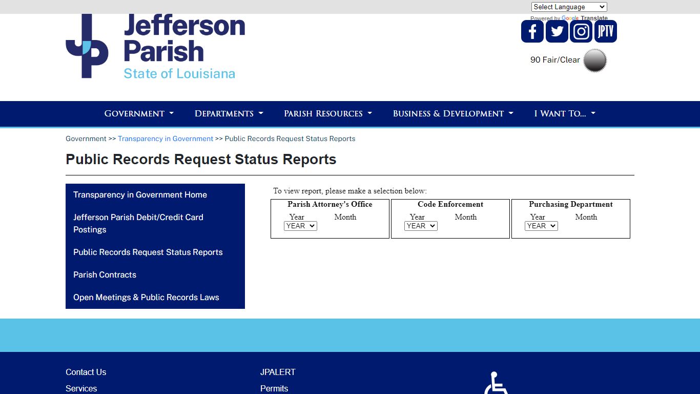 Public Records Request Status Reports - Jefferson Parish, Louisiana